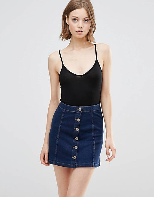 Parisian Denim Skirt With Button Front