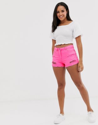 pink jean shorts