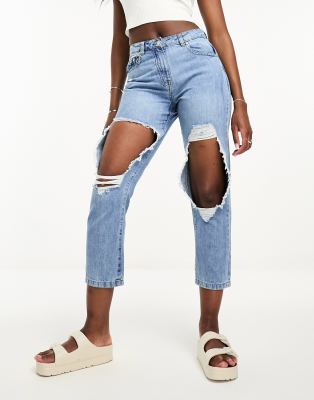 Parisian light wash jeans with rips