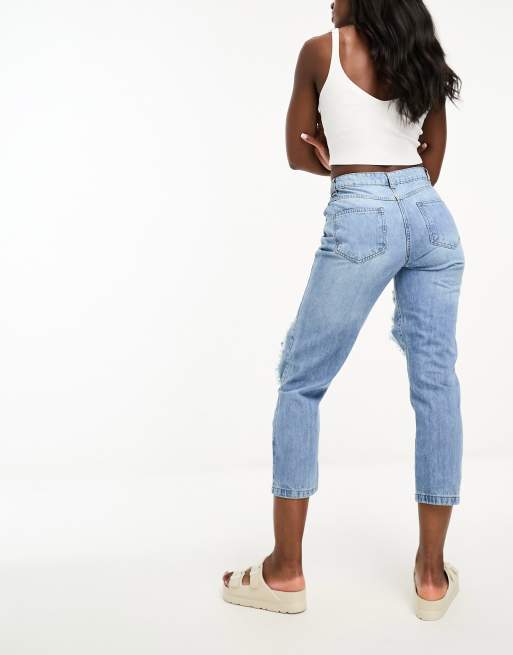 Black Shirt Blue Jeans Boyfriend Jeans for Ladies Phat Pants