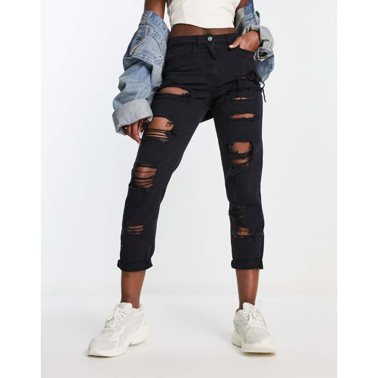 Extreme ripped hot sale mom jeans