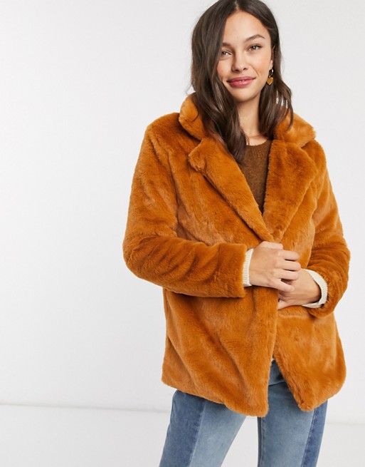 Parisian faux fur coat in mid length