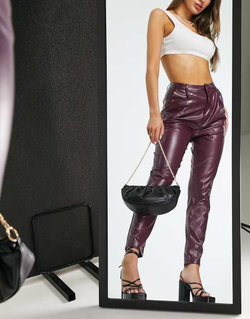 Wine Faux Leather Leggings