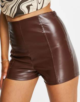 SS Cognac Faux Leather Short