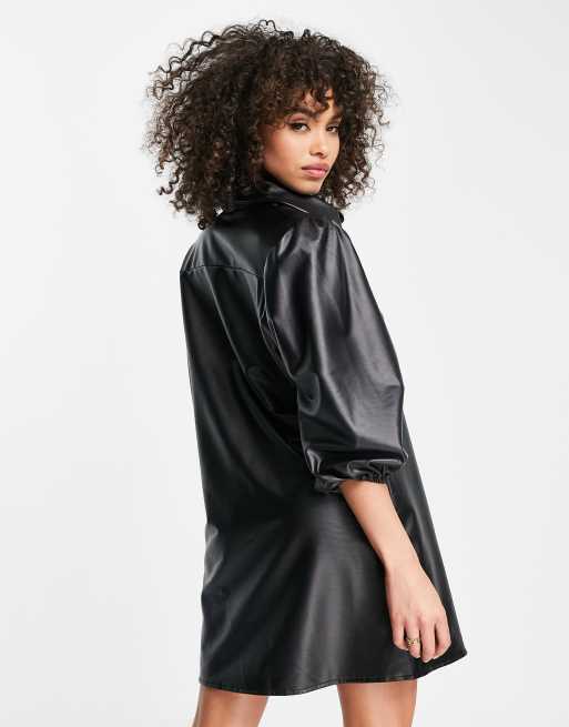 Faux leather swing dress best sale