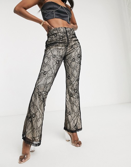 Parisian flare trousers in lace