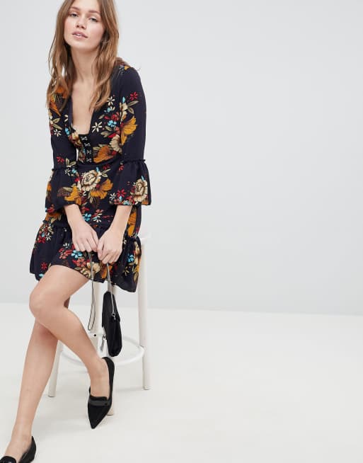 Parisian Floral Dress With Hook And Eye