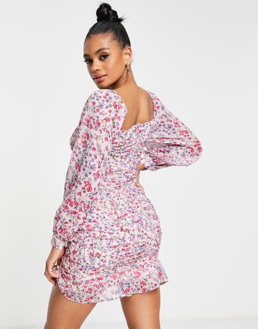 Parisian - Gerimpelde mini bodycon jurk met bloemenprint, 2 van 4