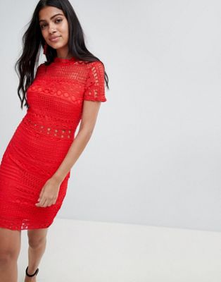 red lace shift dress