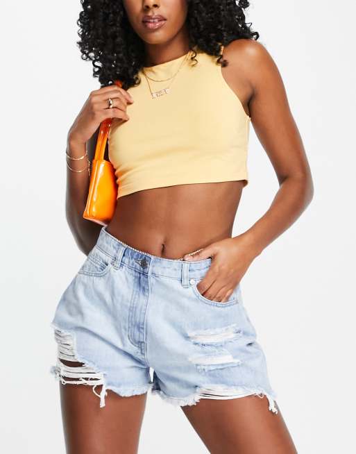 Asos high waisted hot sale denim shorts