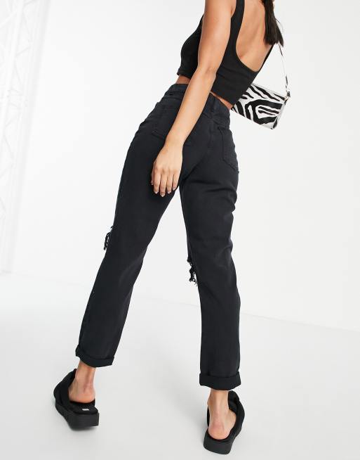 Parisian - Jean mom déchiré - Noir délavé, 2 de 4