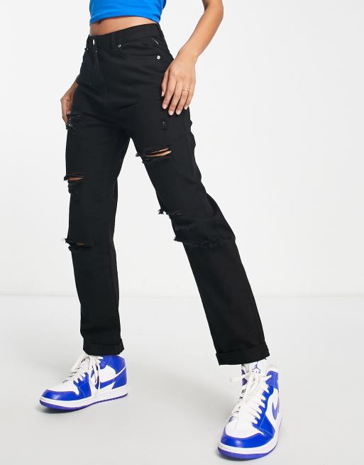 Parisian - Jean mom effet vieilli - Noir délavé