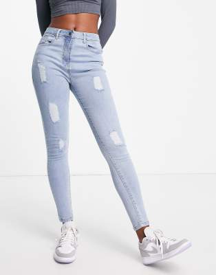 Parisian - Jeans skinny azzurri effetto invecchiato