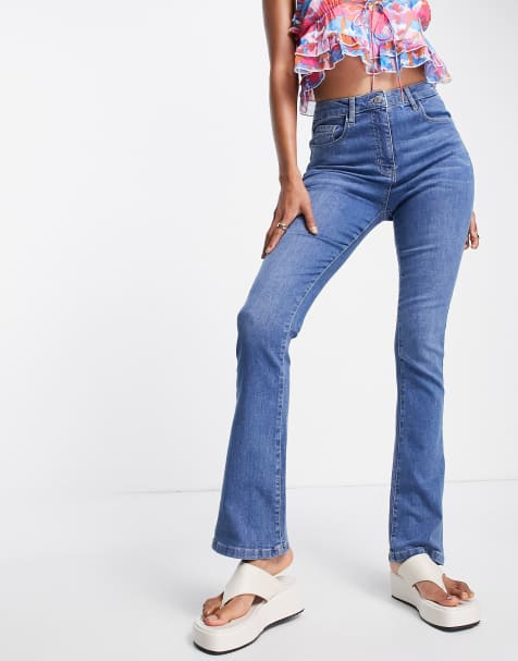 Parisian kick flare jeans in mid blue - view 1