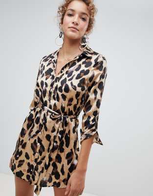 asos leopard print shirt dress