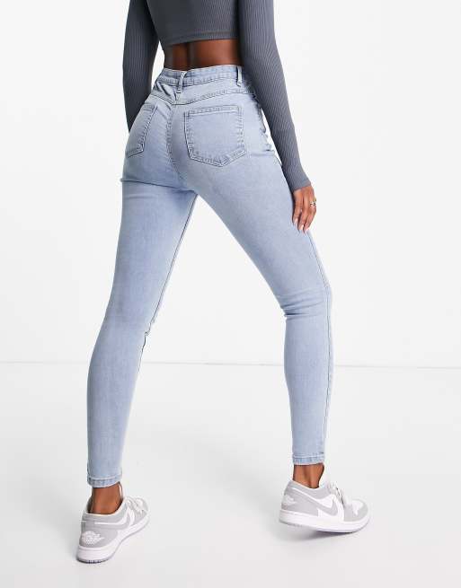 Parisian - Lyseblå skinny-jeans med slitage, 2 af 4