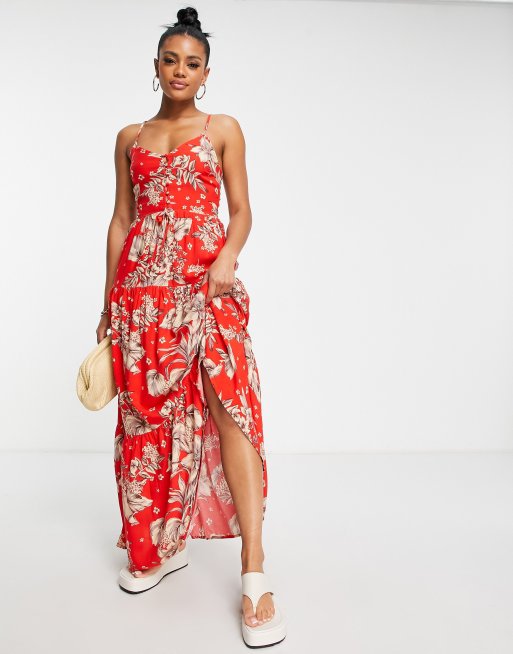 Asos red outlet floral maxi dress