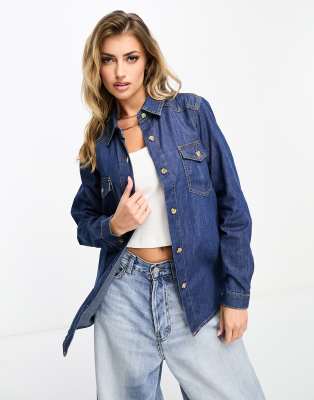 Parisian Oversized Denim Shirt In Blue