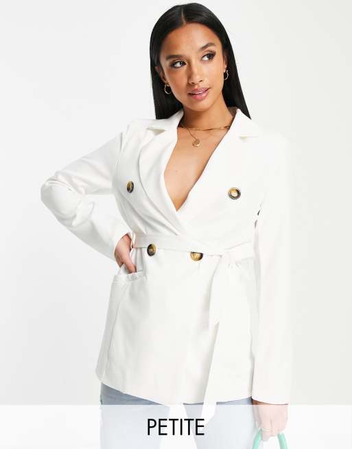 Parisian Petite - Blazer allacciato in vita bianco in coordinato