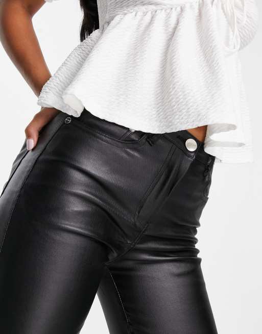 Parisian Petite coated skinny jeans in black, 3 of 4