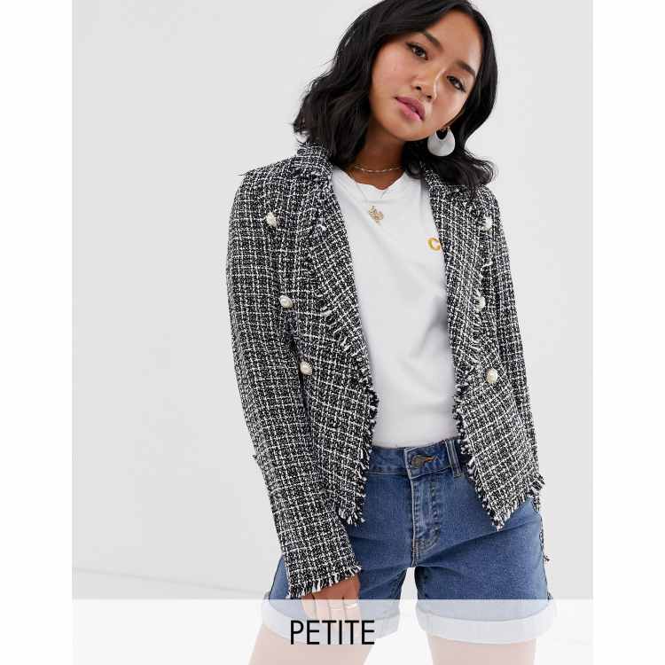 Classic Pearl Trim Tweed Parisian Jacket - Black