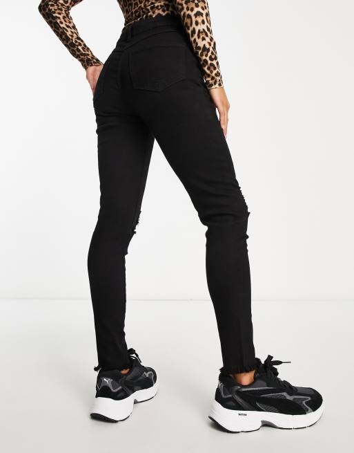 Parisian Petite – Czarne obcisłe jeansy z rozdarciami na kolanach, 4 z 4