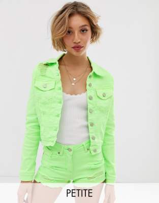 neon green denim playsuit