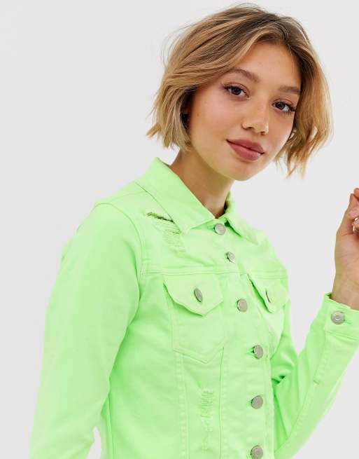 Bright green 2025 denim jacket