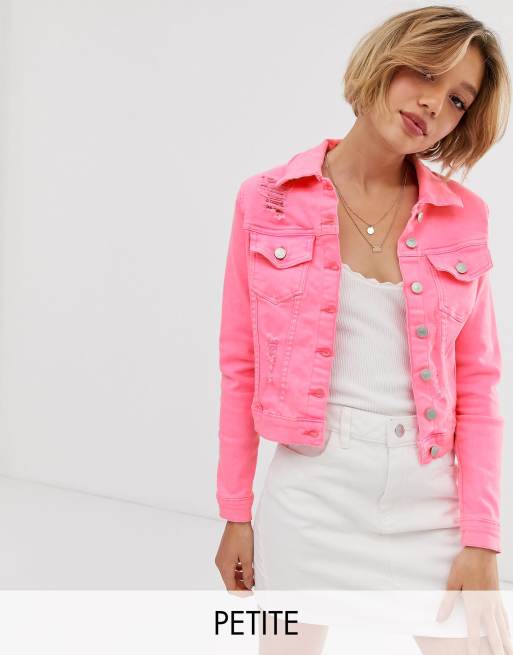 Veste en jeans rose new arrivals