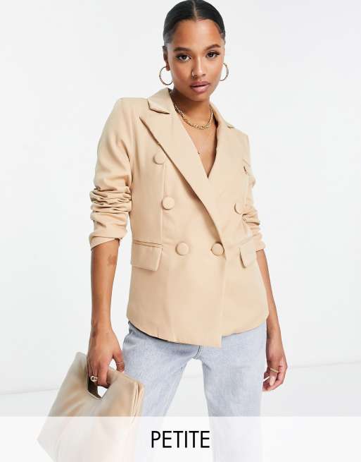 Parisian Petite double breasted blazer in camel