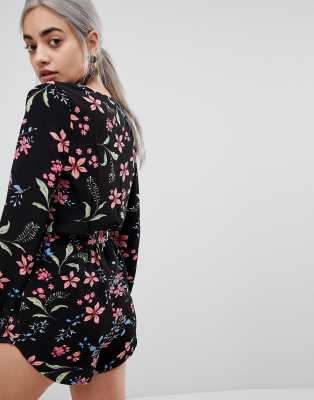 long sleeve floral playsuit
