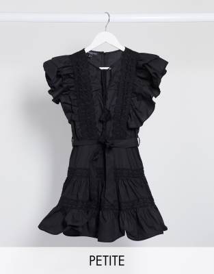 black dress with frill sleeves