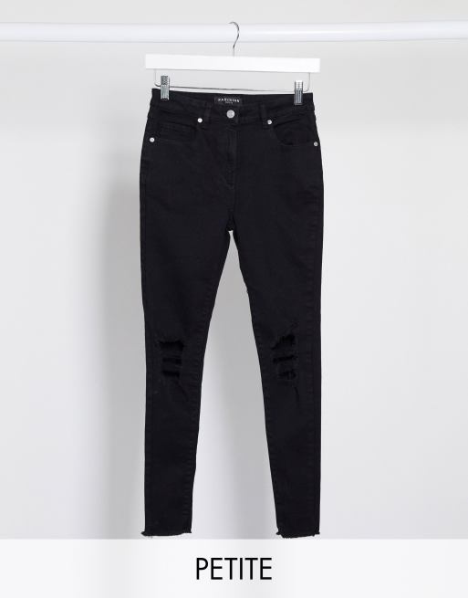 Parisian Petite - Jeans skinny neri con strappi alle ginocchia