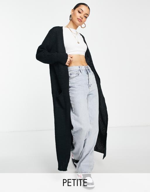 Parisian Petite - Lang vest met zakken in zwart