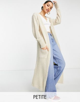 Parisian Petite long cardigan with pockets in beige