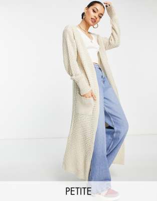 Parisian Petite Long Cardigan With Pockets In Beige-neutral | ModeSens