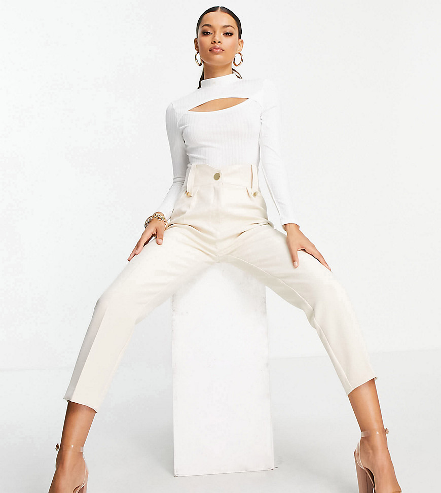 Parisian Petite long sleeve bodysuit in white