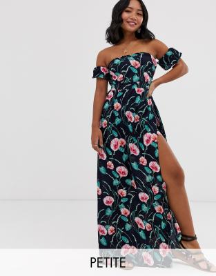 petite off the shoulder maxi dress