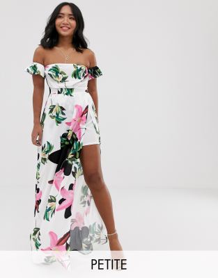 off shoulder maxi dress petite