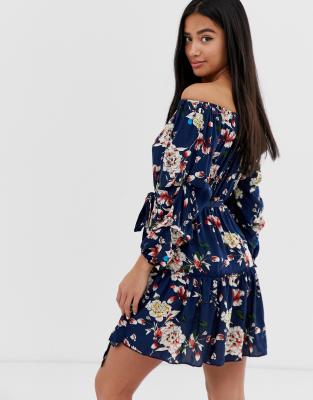 navy floral skater dress