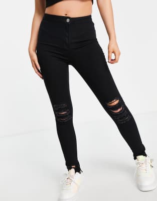 black ripped skinny jeans petite