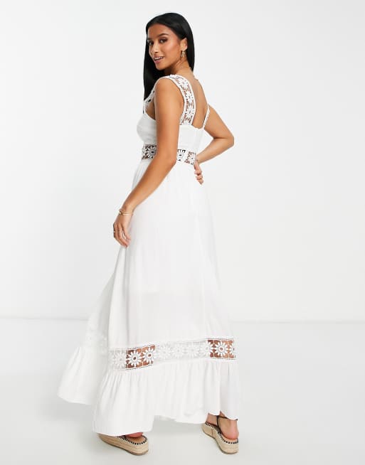 Parisian Petite - Robe longue avec empiècement en broderie anglaise - Blanc, 3 de 4