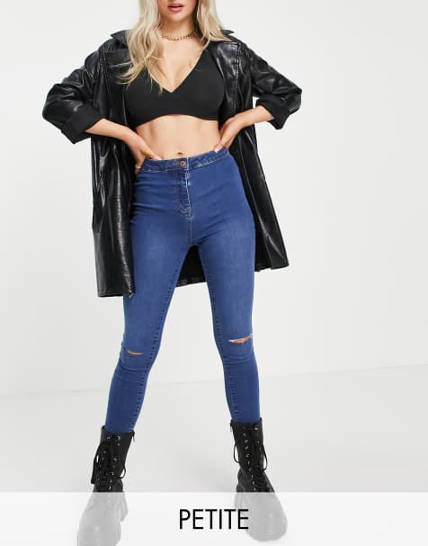 Parisian Petite skinny jeans in mid wash blue - view 1