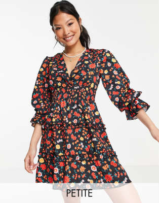 Parisian Petite tiered mini dress in floral print | ASOS