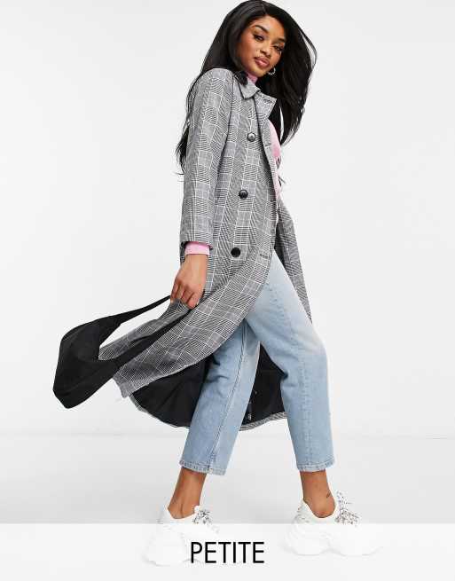 Parisian Petite - Trench long à double boutonnage avec motif à carreaux