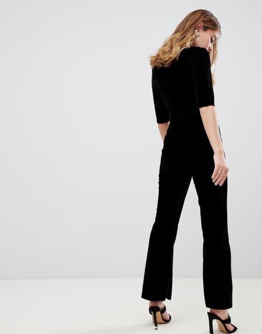 Petite store velvet jumpsuit