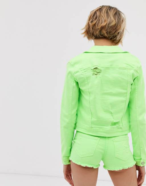 Parisian Petite Veste en jean Vert fluo ASOS