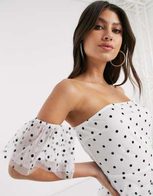 white mesh polka dot dress
