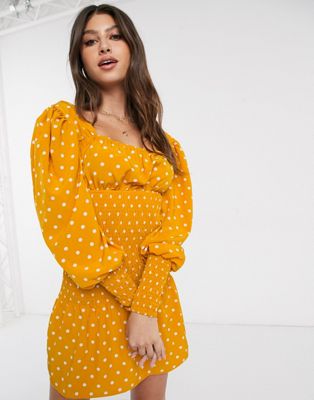 polka dot mustard dress