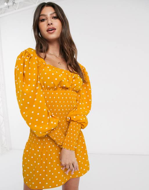 Mustard polka 2025 dot dress